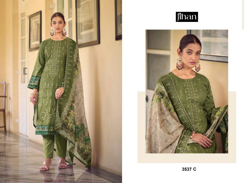 Jihan 3537 Lawn Printed Embroidered Dress Material Collection