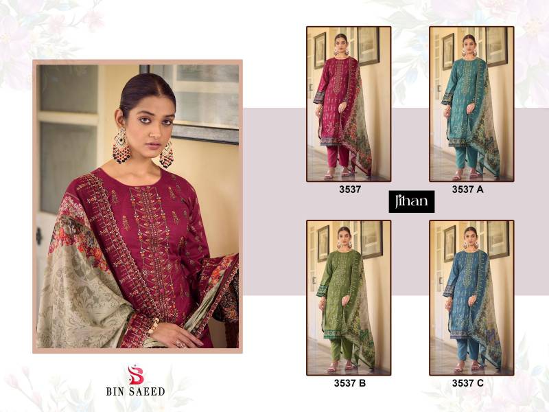 Jihan 3537 Lawn Printed Embroidered Dress Material Collection