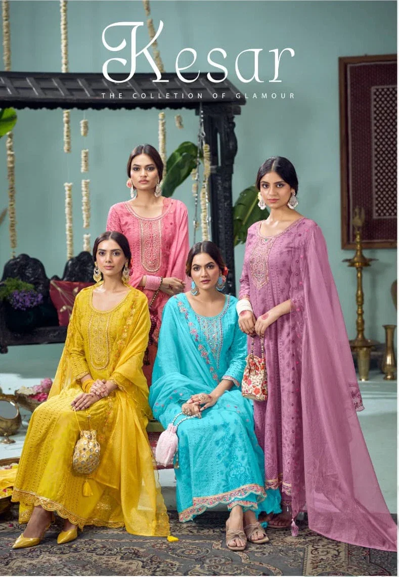 Rangoon Kesar Anarkali Style Khatli Handwork Readymade Suit