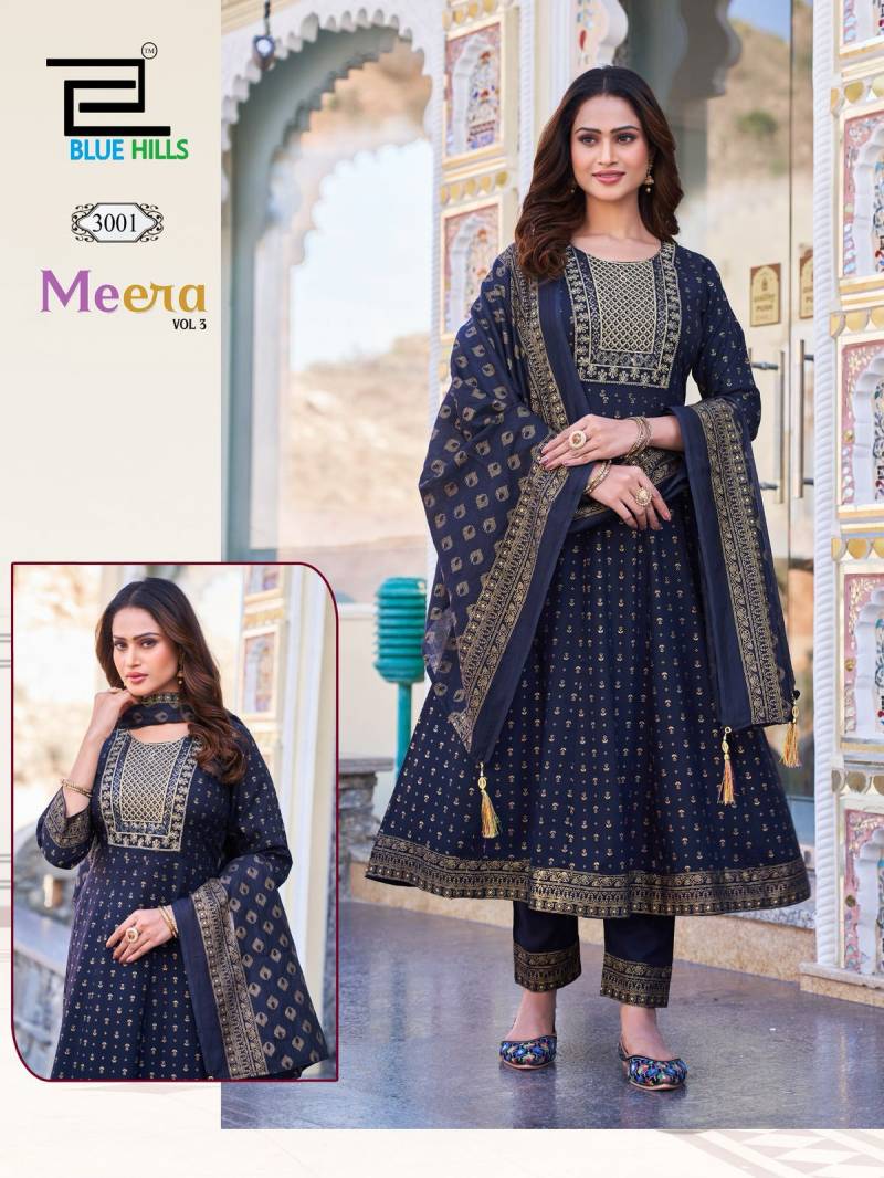 Blue Hills Meera Nx Vol 3 Rayon Foil Kurti Bottom With Dupatta
