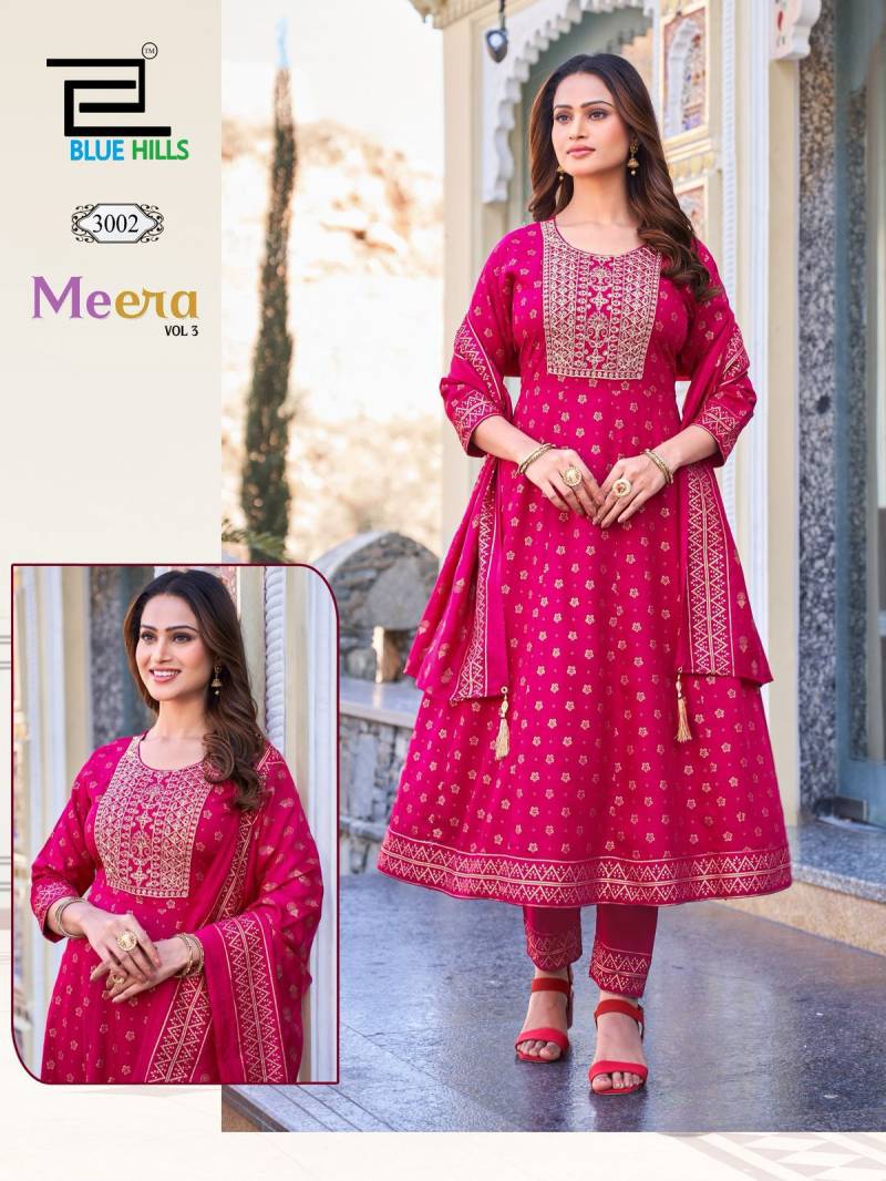 Blue Hills Meera Nx Vol 3 Rayon Foil Kurti Bottom With Dupatta