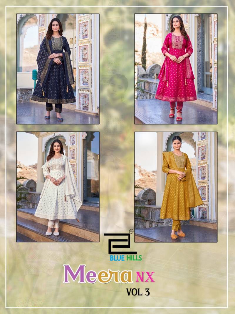 Blue Hills Meera Nx Vol 3 Rayon Foil Kurti Bottom With Dupatta