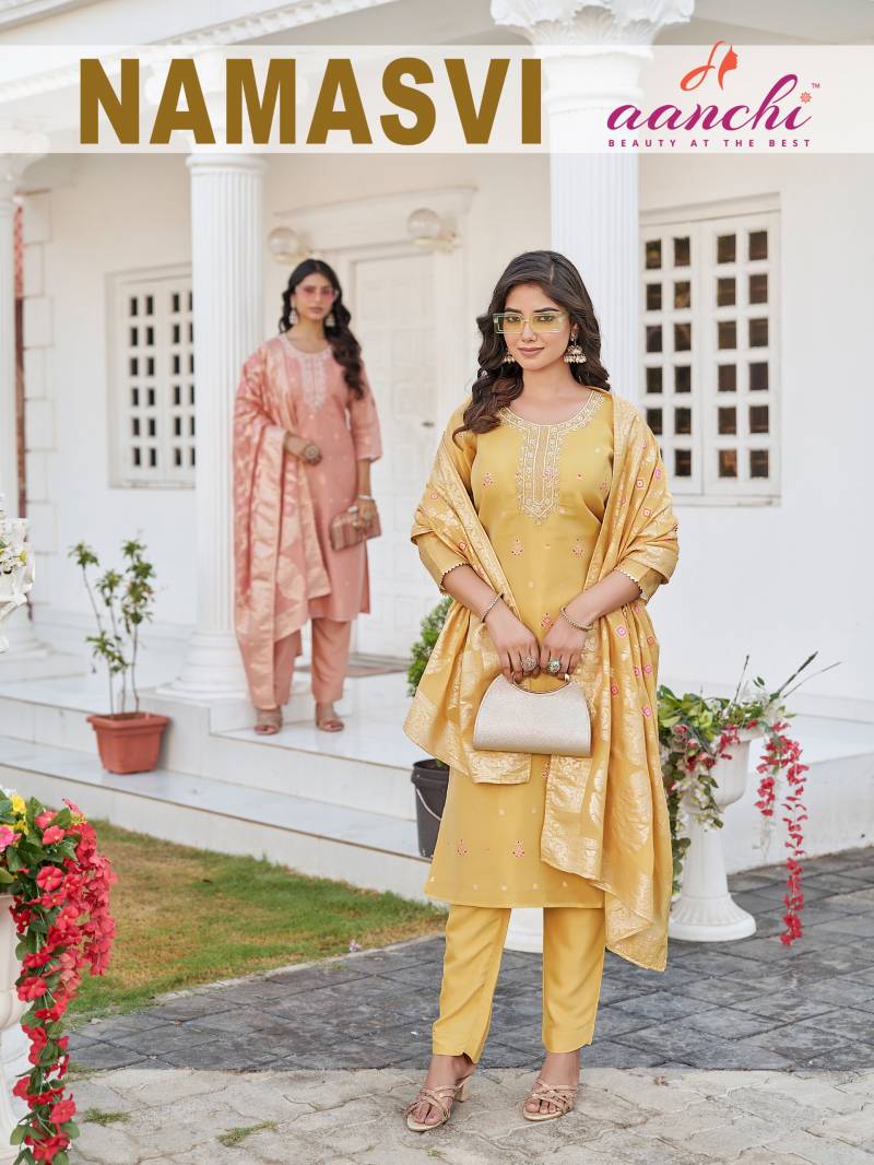Aanchi Namasvi Meena Jacquard Kurti Bottom With Dupatta