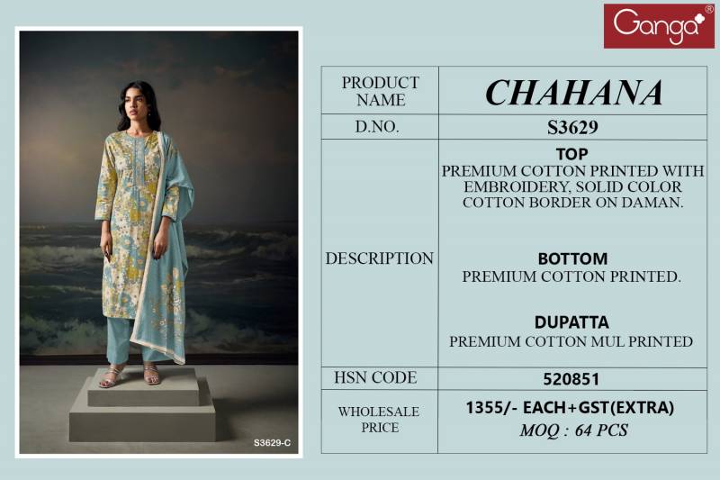 Ganga Chahana Cotton Printed Embroidered Salwar Kameez