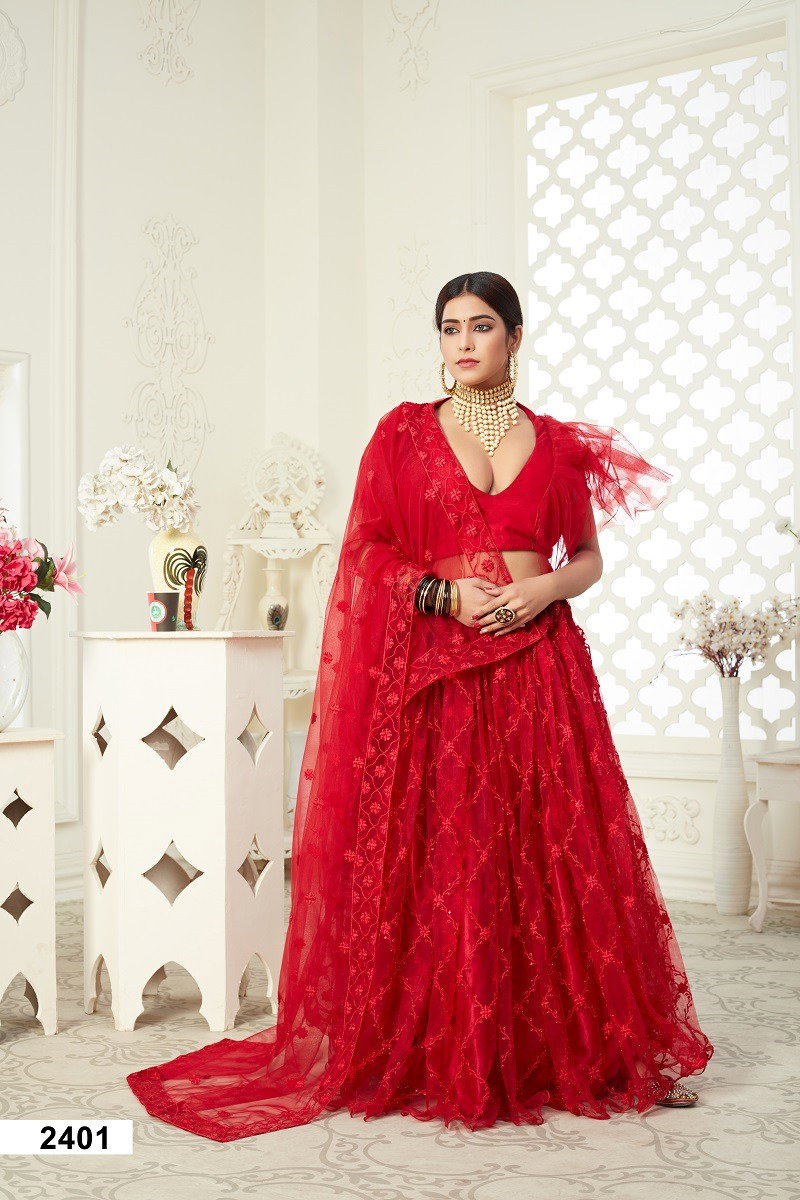 Aawiya Inayat Vol 1 D no. 2401 Net Full Embroidery Lehenga Choli