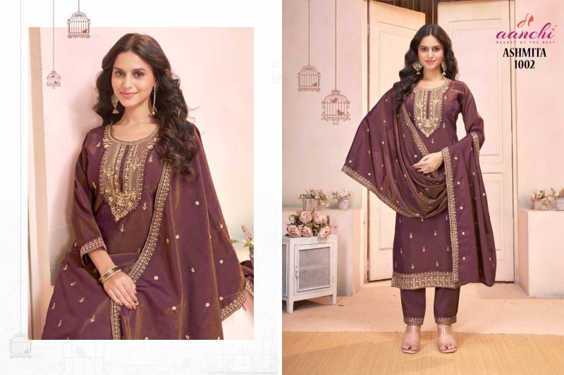 Aanchi Ashmita Roman Shimmer Kurti Bottom With Dupatta Collection