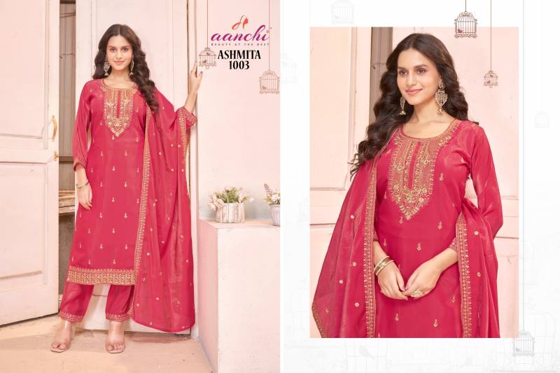 Aanchi Ashmita Roman Shimmer Kurti Bottom With Dupatta Collection