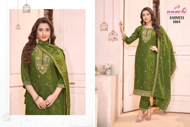 Aanchi Ashmita Roman Shimmer Kurti Bottom With Dupatta Collection
