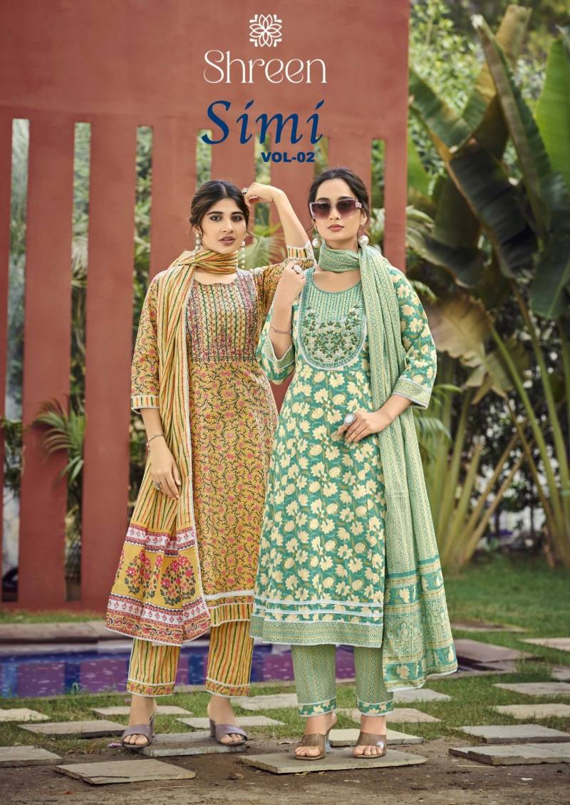 Shreen Simi Vol 2 Cambric Cotton Kurti Bottom With Dupatta Collection
