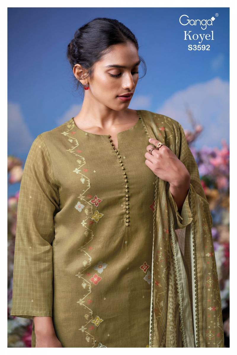 Ganga Koyel Cotton Mul Printed Embroidered Salwar Kameez