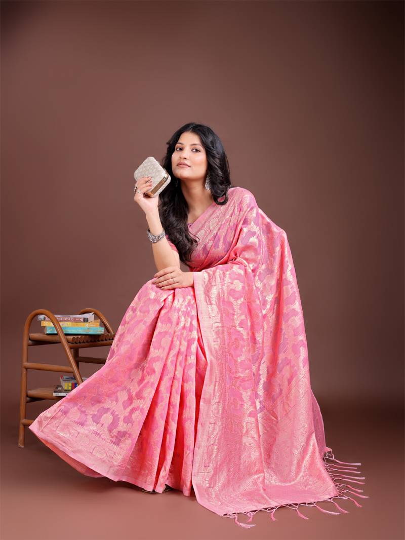 Astita Pastel Weaves Linen Cotton With Latkan Saree