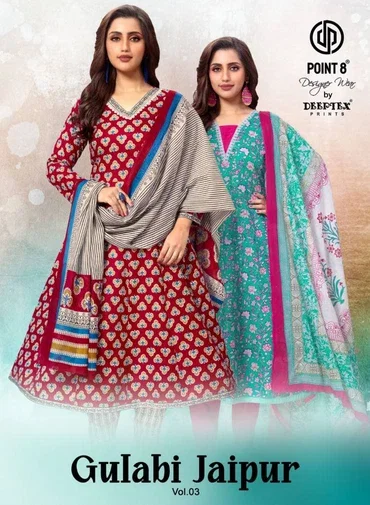 Deeptex Gulabi Jaipur Vol 3 Anarkali Kurti Pant With Dupatta