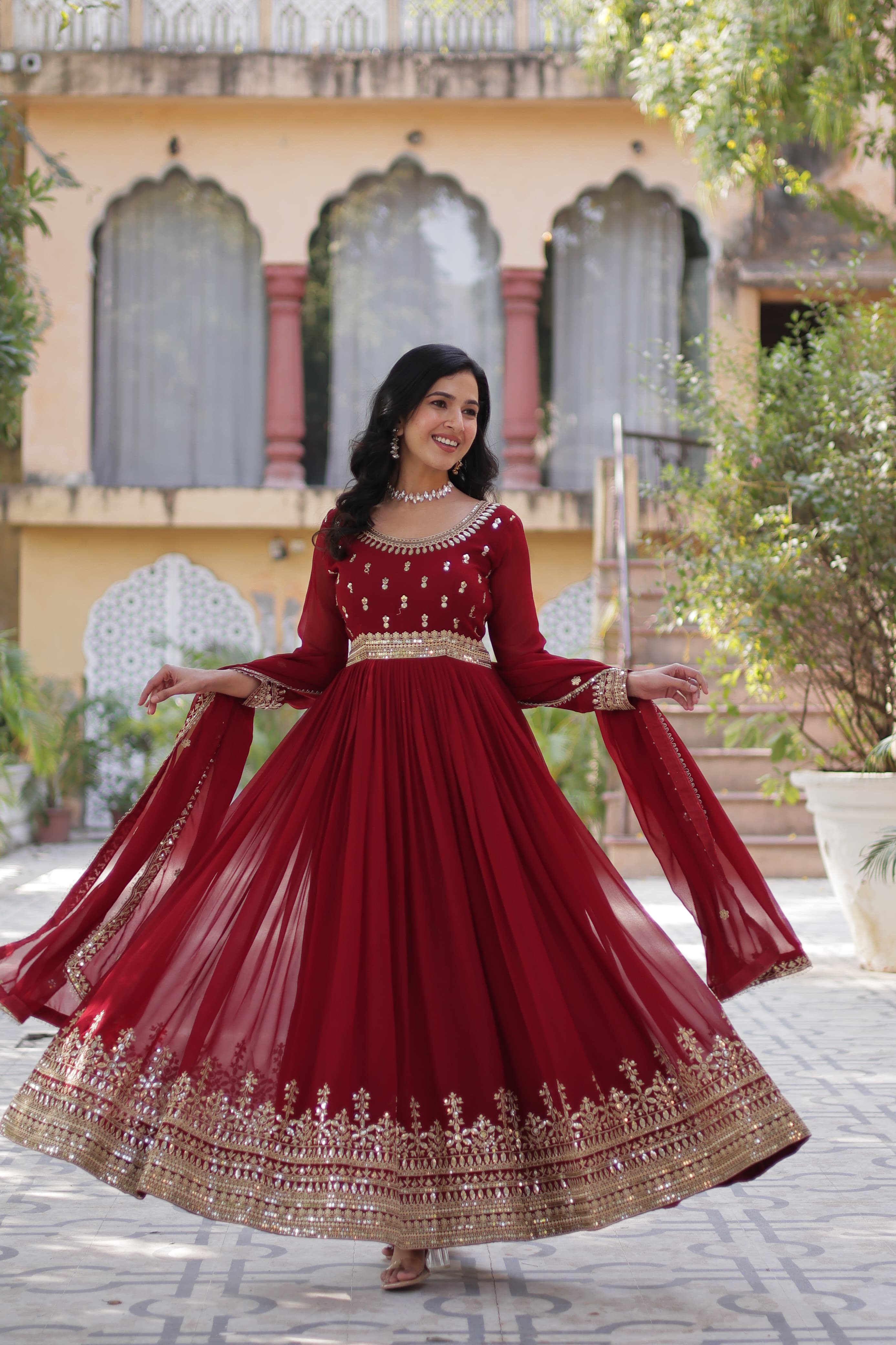 Lekha KA 1144 Faux Blooming Embroidery Zari Sequins Gown Collection