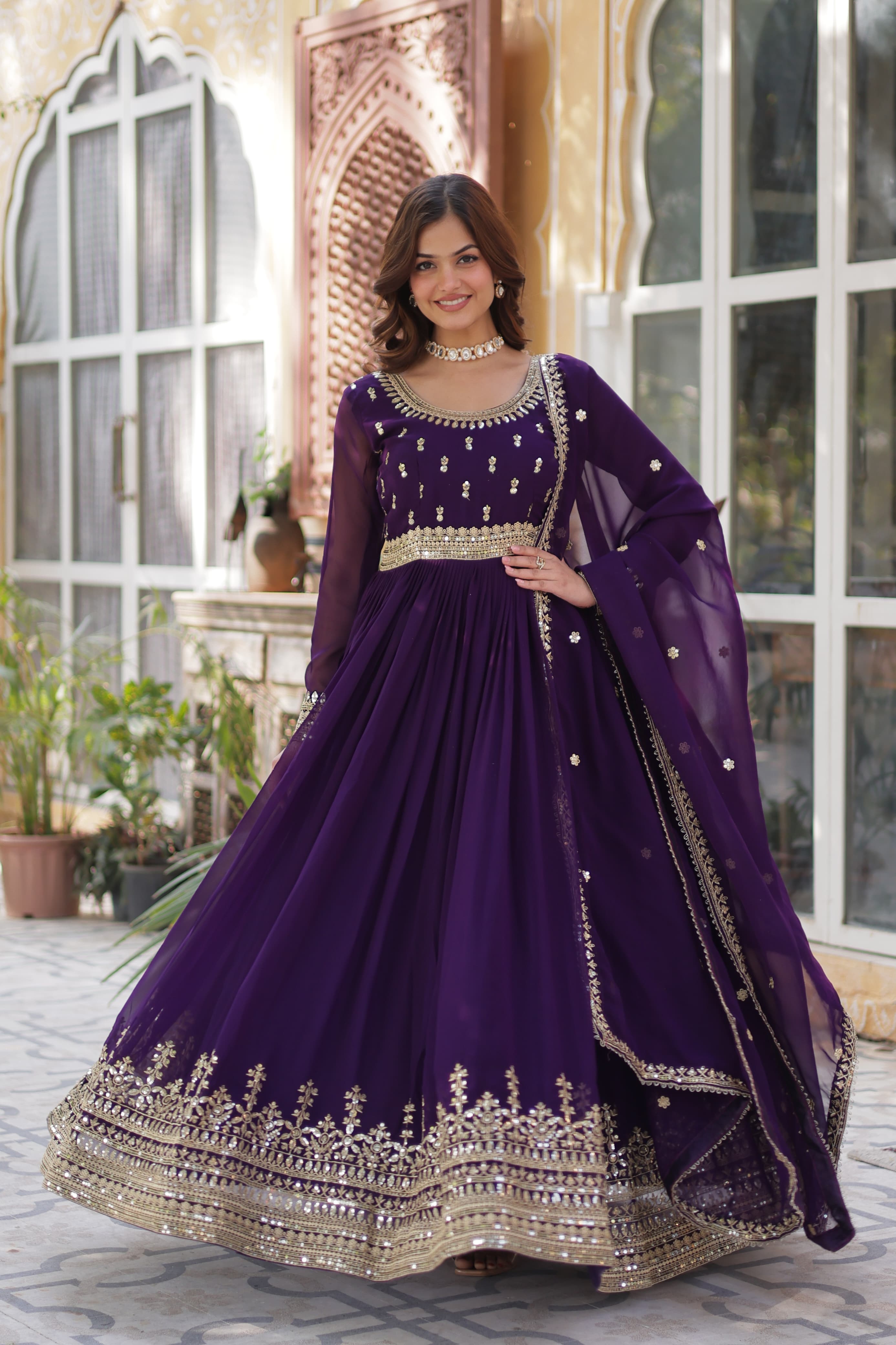 Lekha KA 1144 Faux Blooming Embroidery Zari Sequins Gown Collection