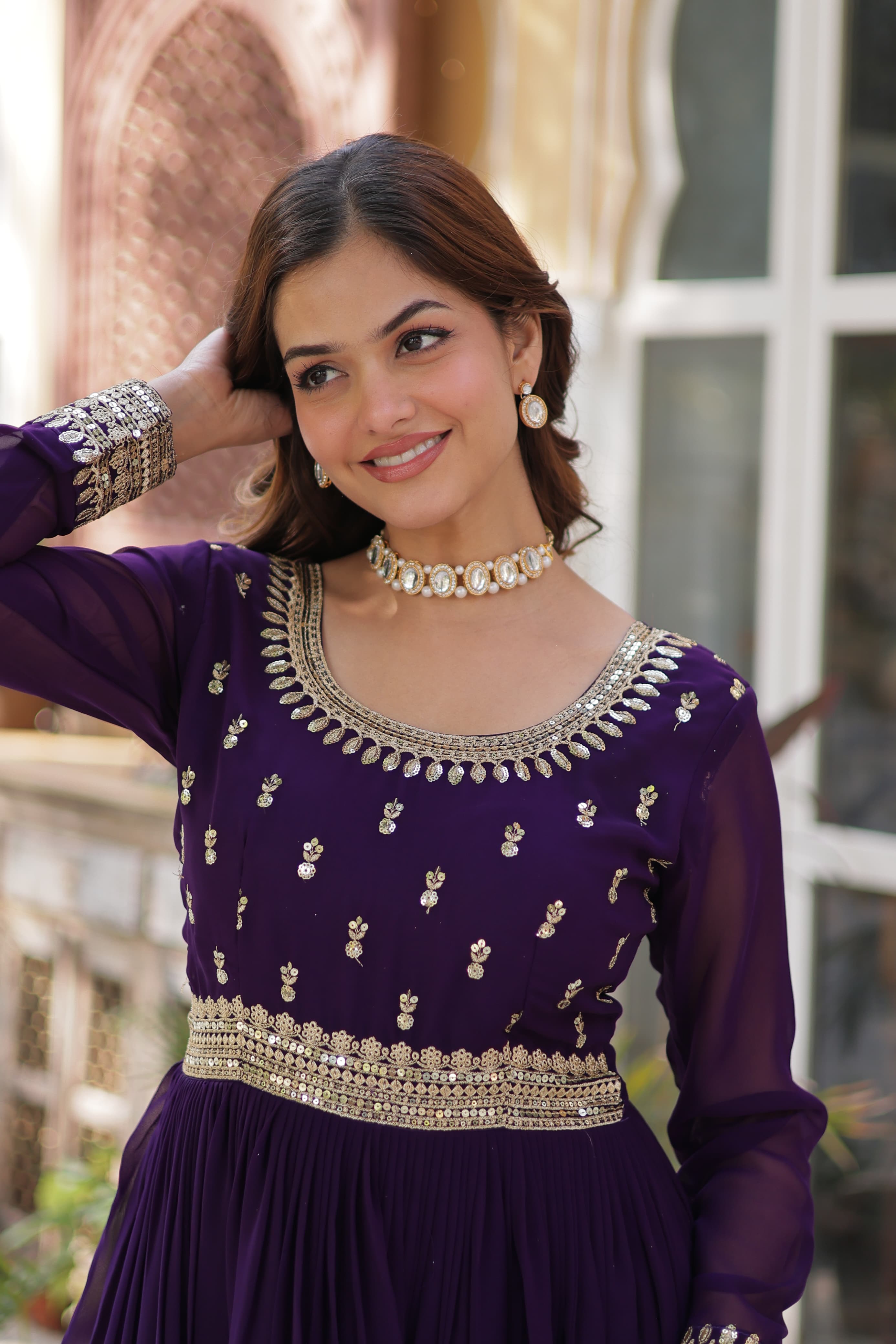Lekha KA 1144 Faux Blooming Embroidery Zari Sequins Gown Collection