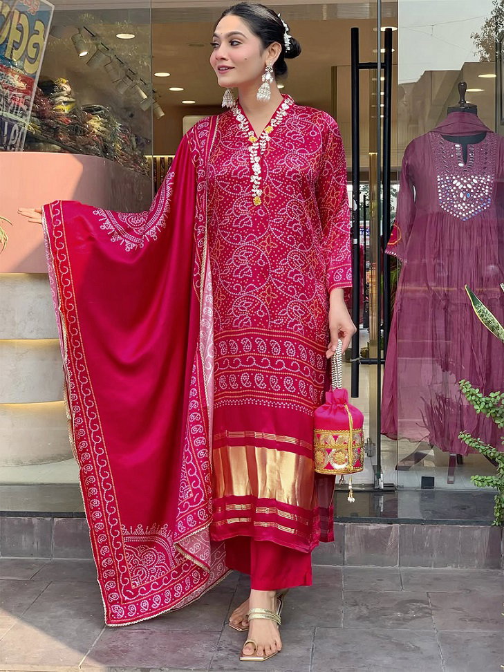 Navya Kurti 105 Party Wear Embroidery Worked Viscose Silk Kurti with Pant and Dupatta Set 