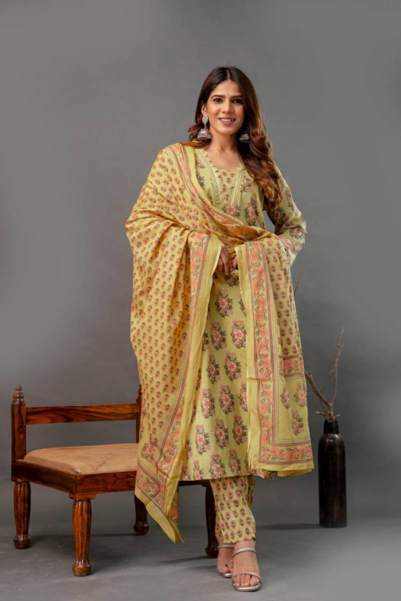 Naisha K 28 Cotton With Organza Lace Readymade Suit