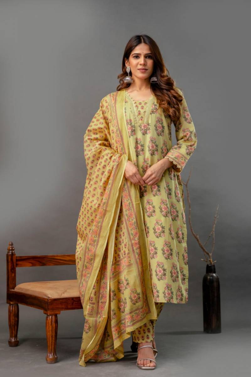 Naisha K 28 Cotton With Organza Lace Readymade Suit