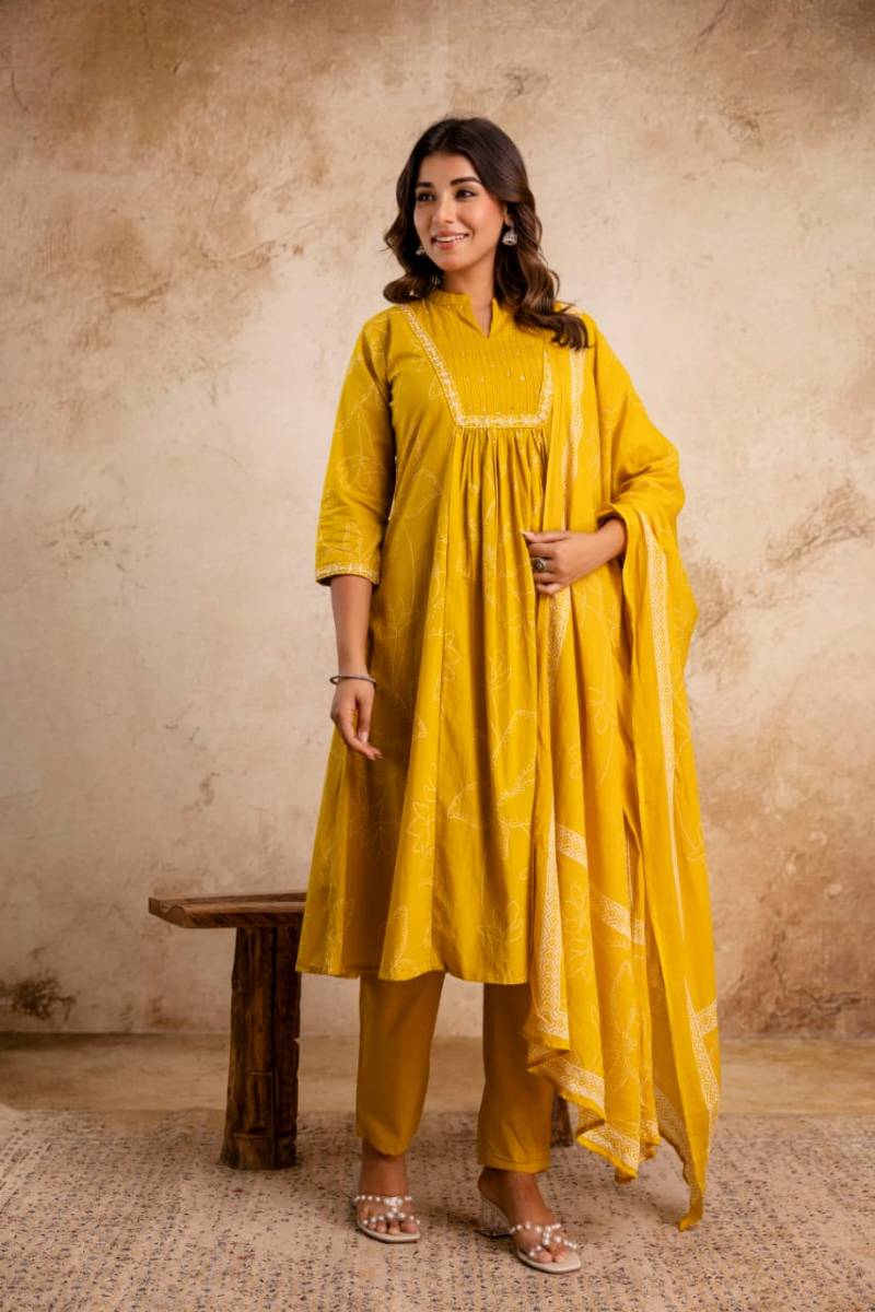 Naisha K 32 Cotton Embroidered Kurti Bottom With Dupatta Collection