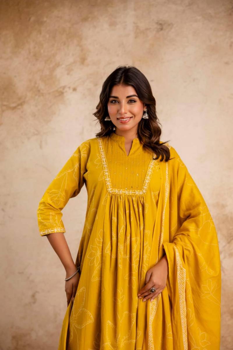 Naisha K 32 Cotton Embroidered Kurti Bottom With Dupatta Collection
