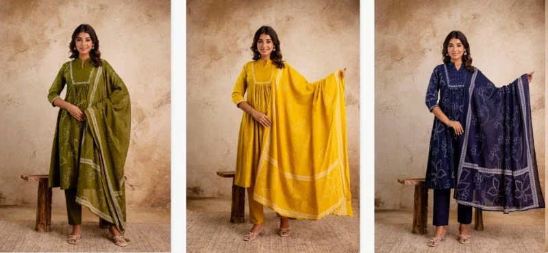 Naisha K 32 Cotton Embroidered Kurti Bottom With Dupatta Collection