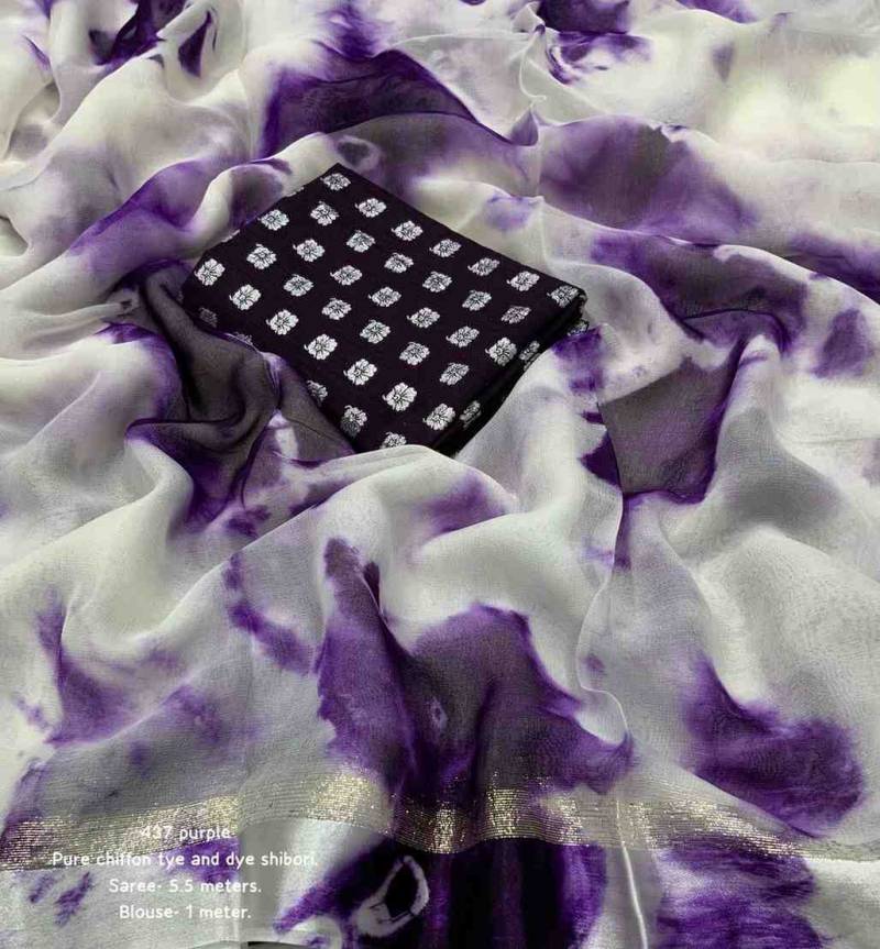 Kc 621 Chiffon Shibori Prinrted Saree Collection