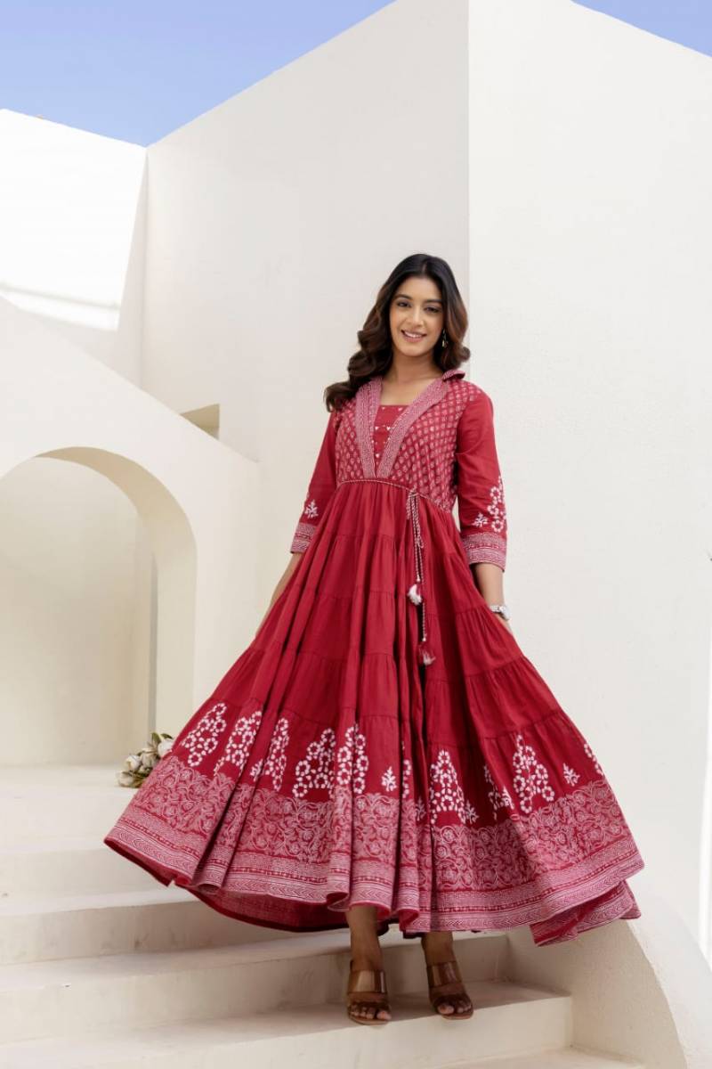 Naisha K 31 Jaipuri Cotton Fancy Long Anarkali Kurti Collection