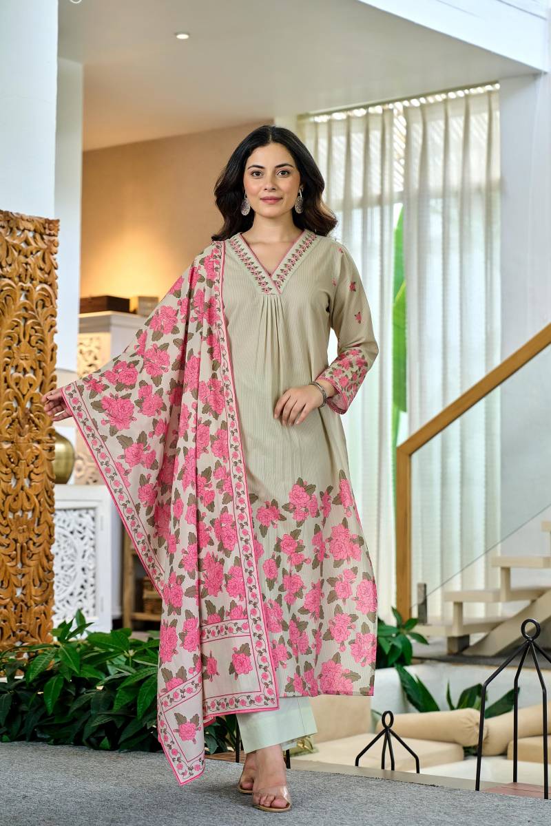 Naisha K 47 Cotton Digital Print Kurti Bottom With Dupatta
