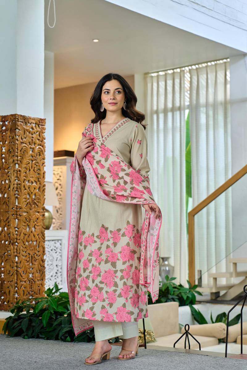 Naisha K 47 Cotton Digital Print Kurti Bottom With Dupatta