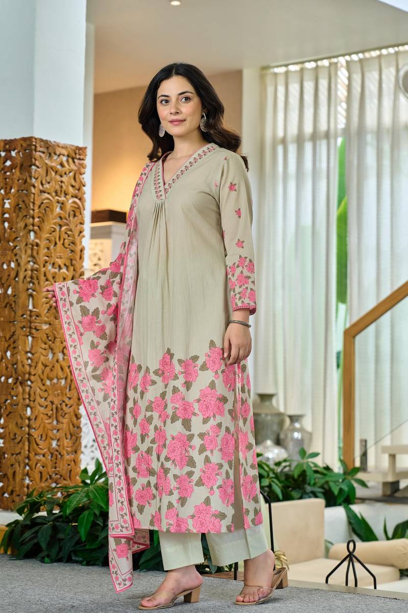 Naisha K 47 Cotton Digital Print Kurti Bottom With Dupatta