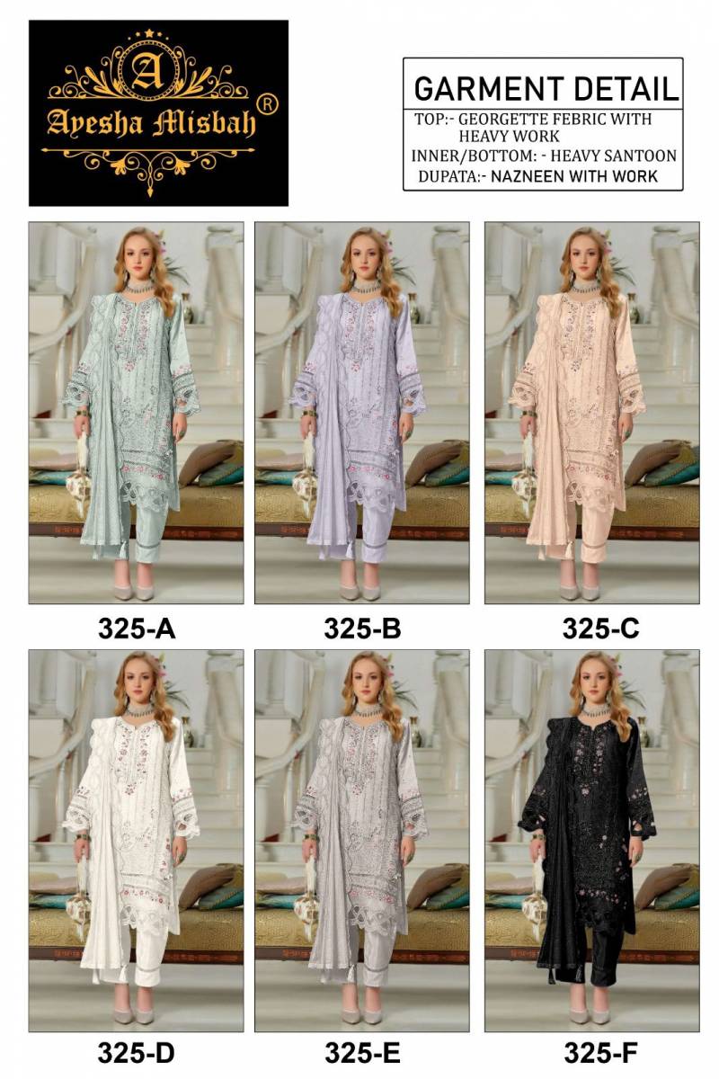 Ayesha Misbah 325 A To F Georgette Pakistani Salwar Kameez