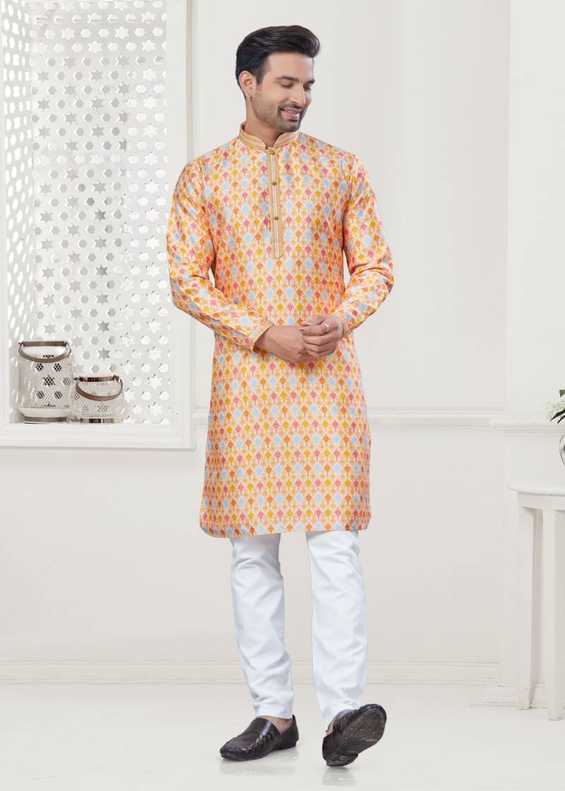 Outluk Wedding Collection Vol 138 Silk Digital Printed Kurta With Pajama