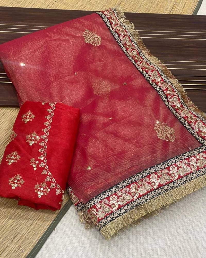 Vt 726 T Banarasi Crush With Embroidery Work Saree