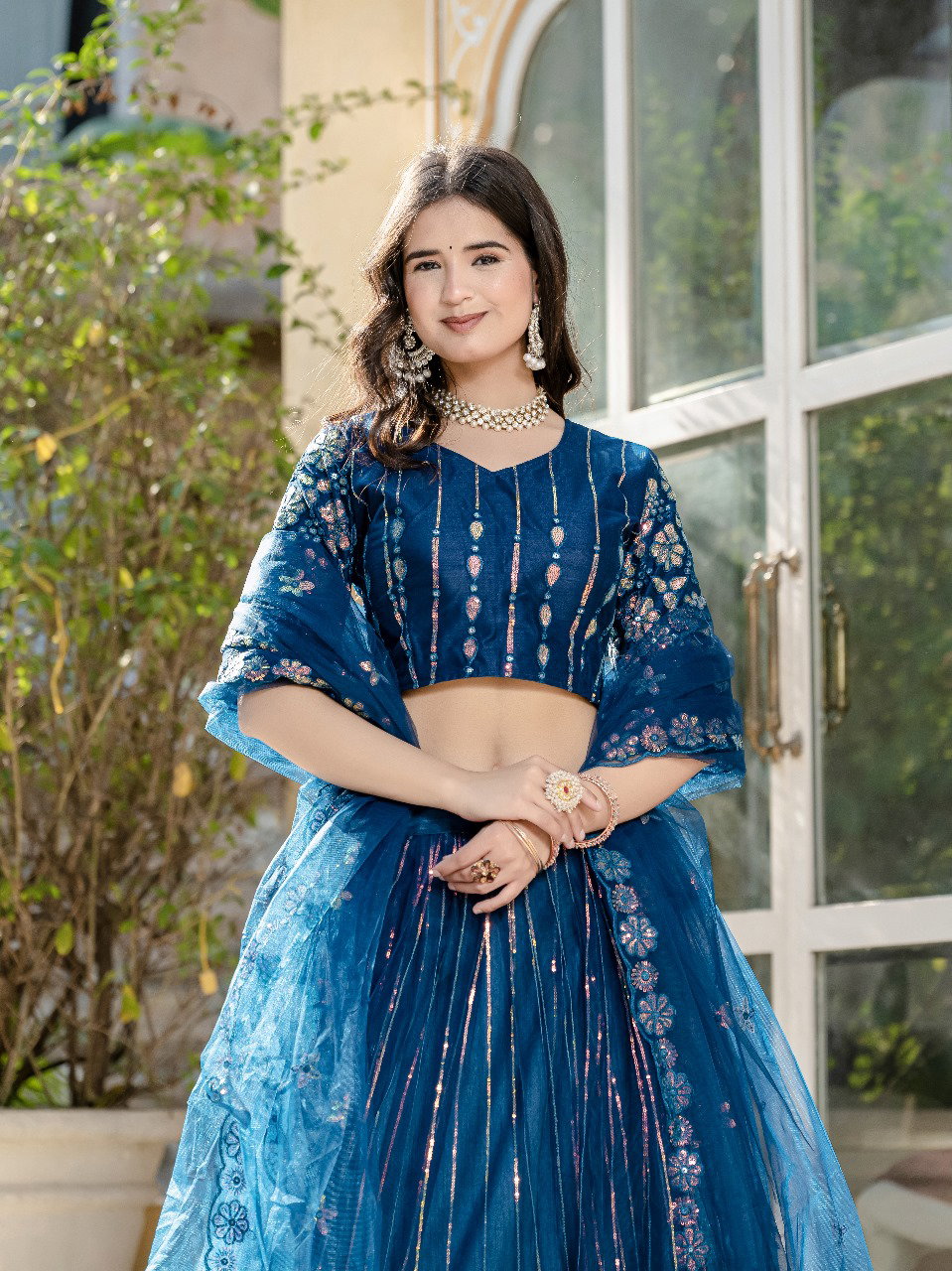 Aawiya 03 Rama Soft Net Sequins Embroidery Work Lehenga Choli