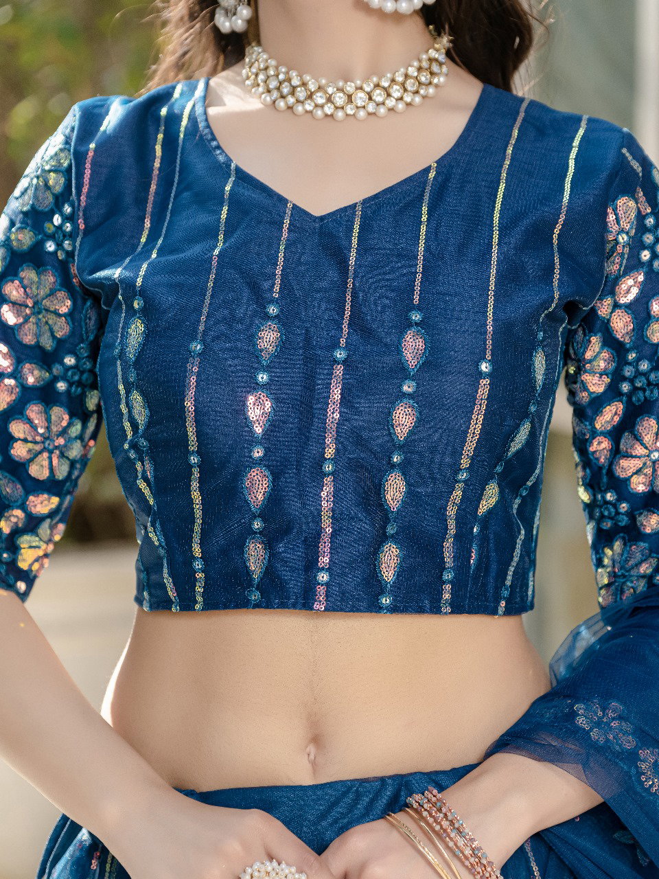 Aawiya 03 Rama Soft Net Sequins Embroidery Work Lehenga Choli