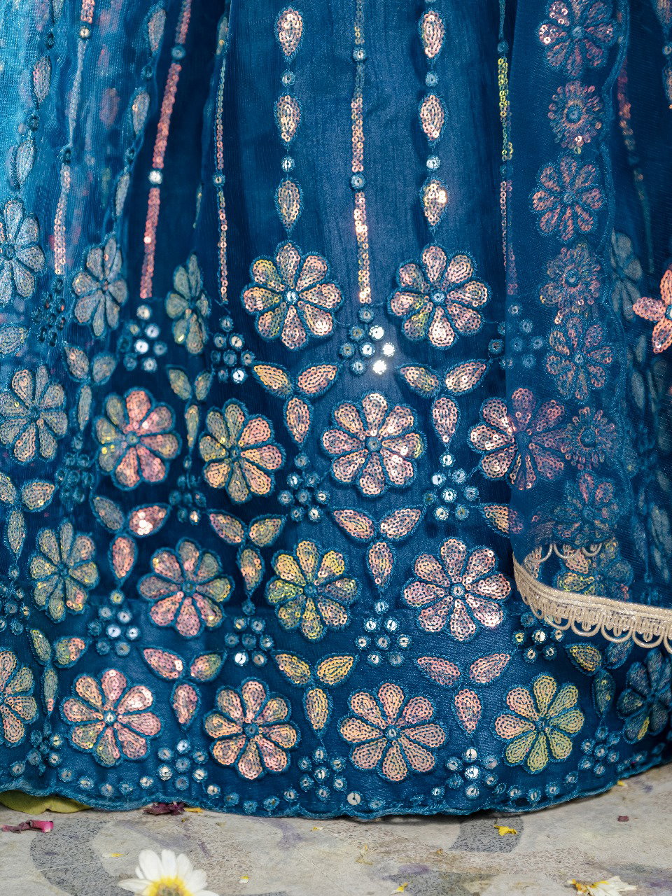 Aawiya 03 Rama Soft Net Sequins Embroidery Work Lehenga Choli