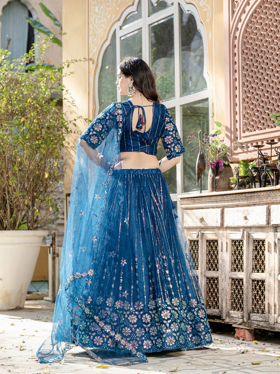 Aawiya 03 Rama Soft Net Sequins Embroidery Work Lehenga Choli
