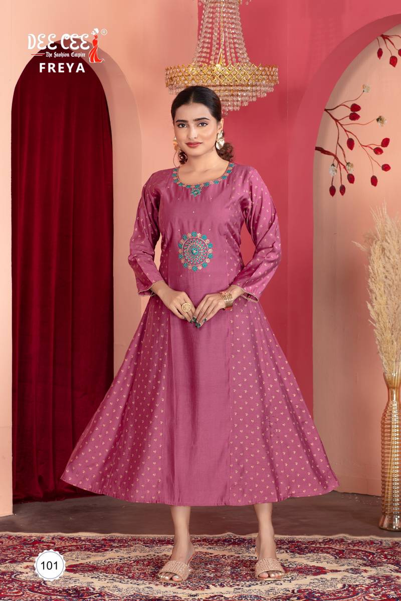 Deecee Freya Chanderi Embroidered Kurti Collection