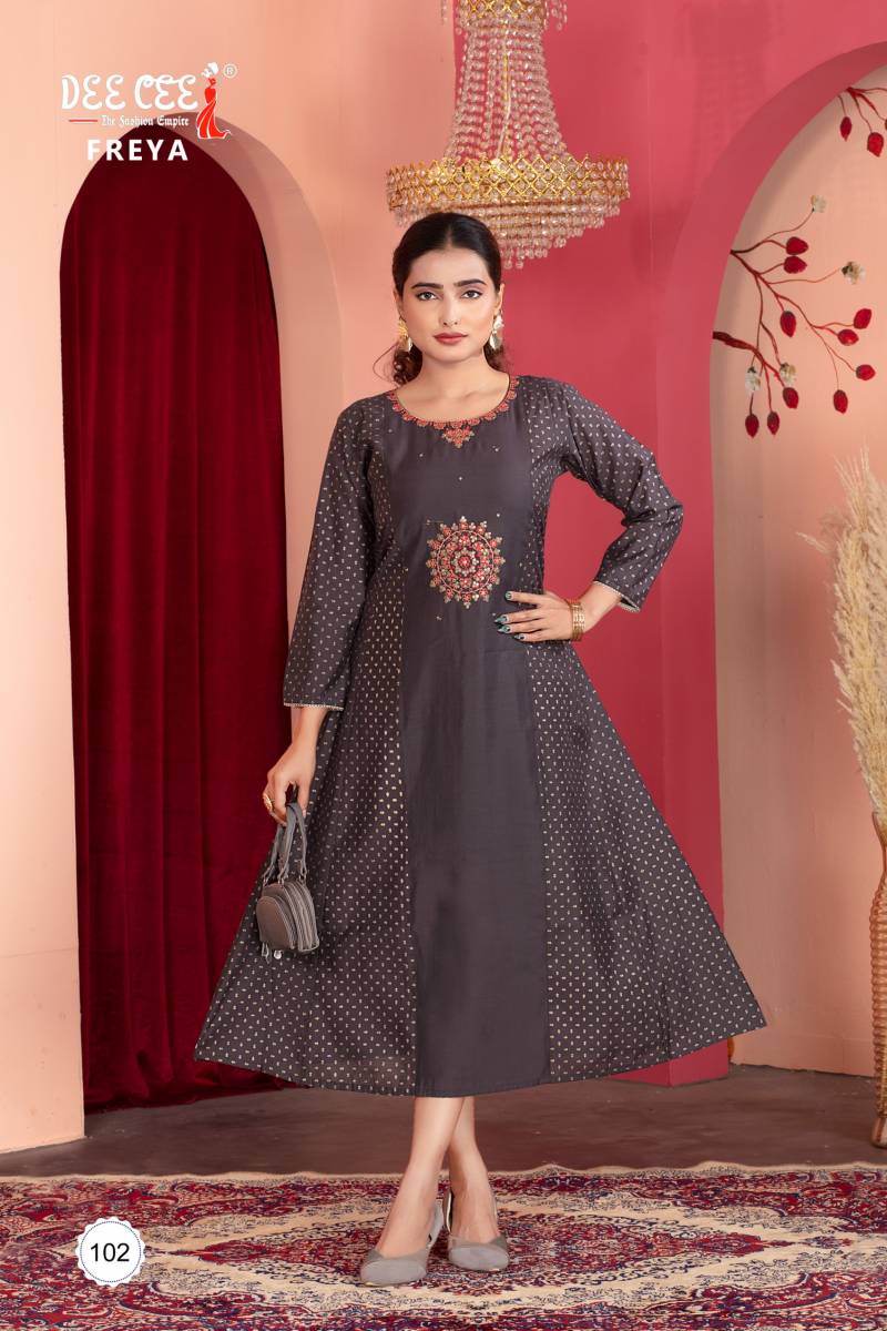 Deecee Freya Chanderi Embroidered Kurti Collection