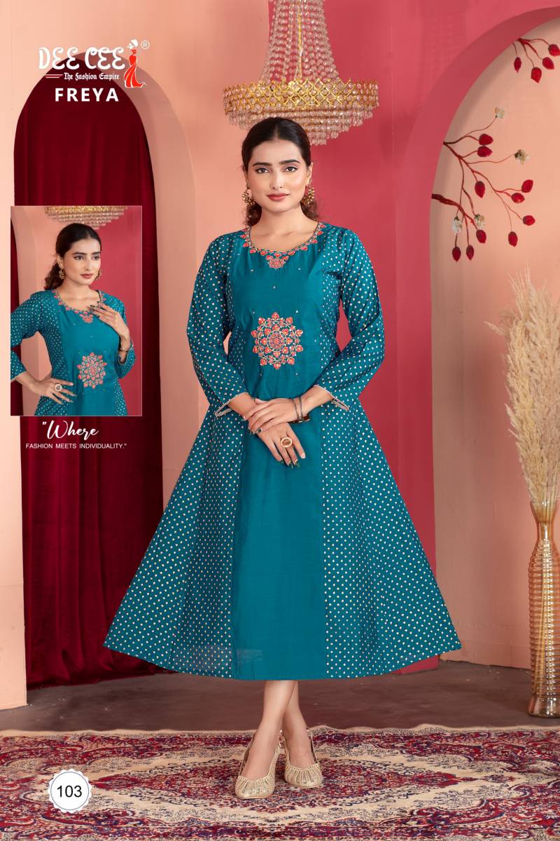 Deecee Freya Chanderi Embroidered Kurti Collection