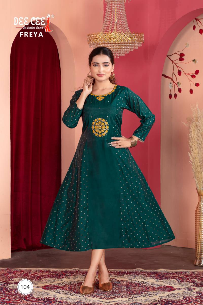Deecee Freya Chanderi Embroidered Kurti Collection