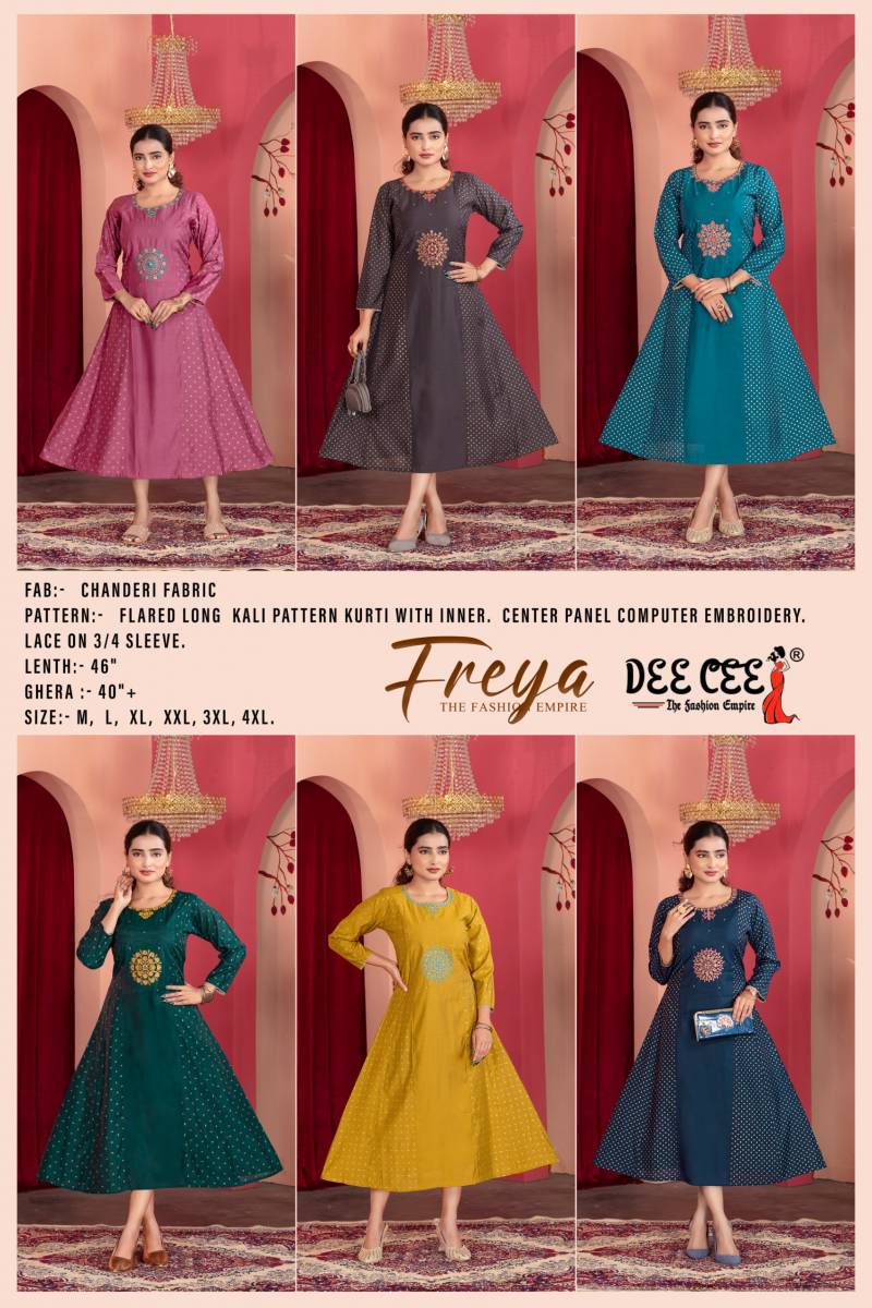 Deecee Freya Chanderi Embroidered Kurti Collection