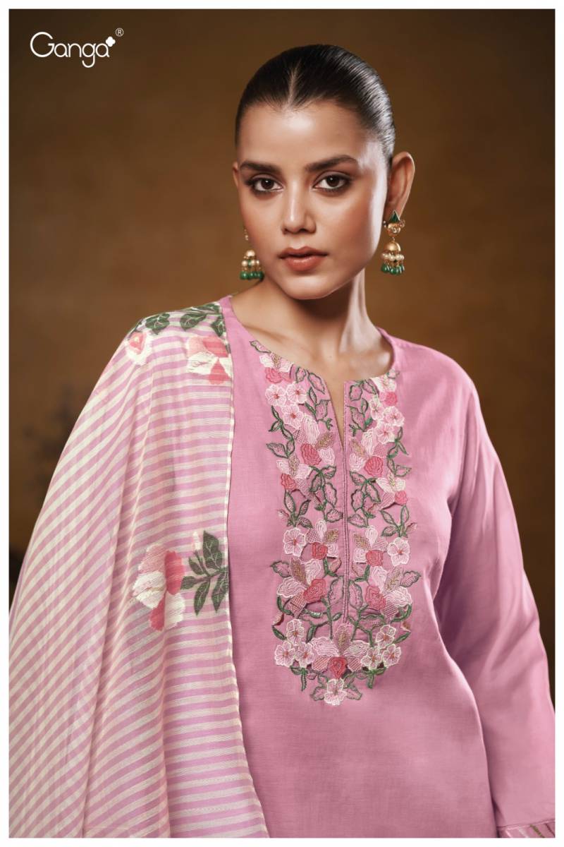 Ganga Marsha Mul Solid Embroidered Salwar Kameez