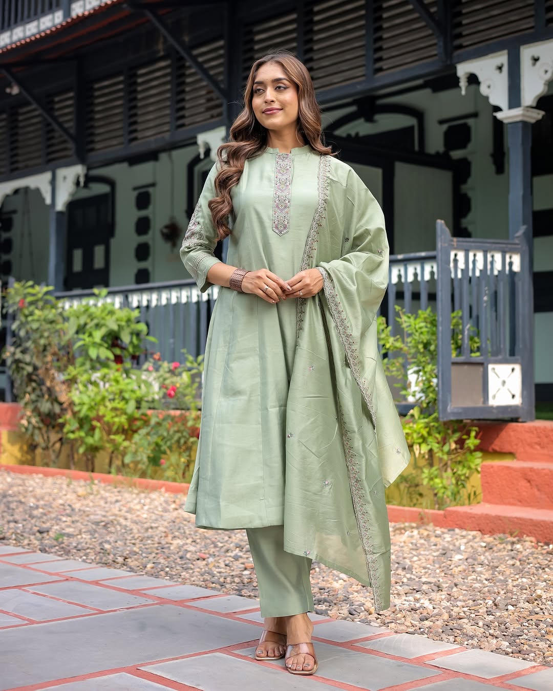 Navya Kurti 106 Party Wear Embroidery Worked Heavy Muslin Silk Kurti with Pant and Dupatta Set 