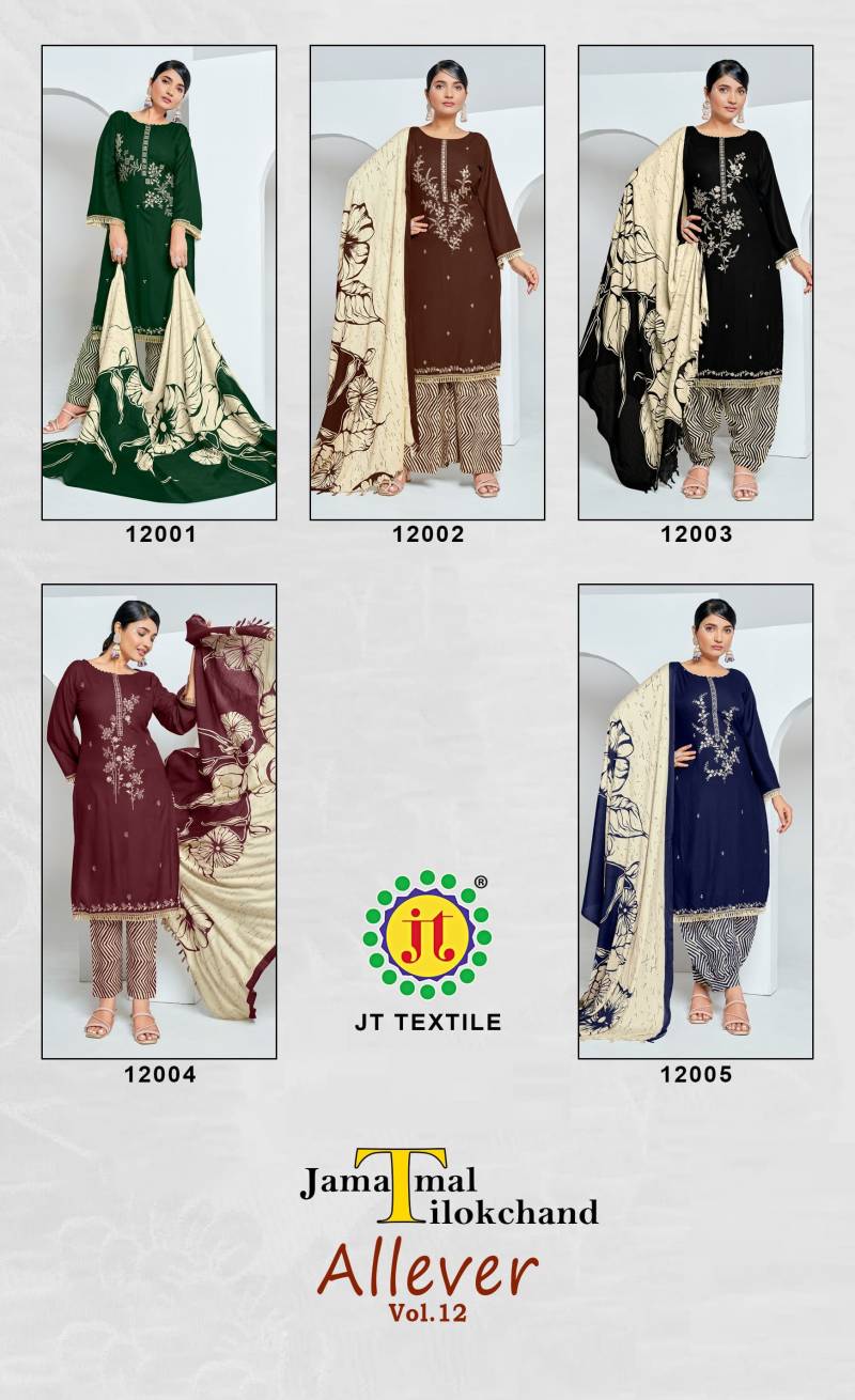 Jt All Ever Vol 12 Rayon Embroidered Dress Material Collection