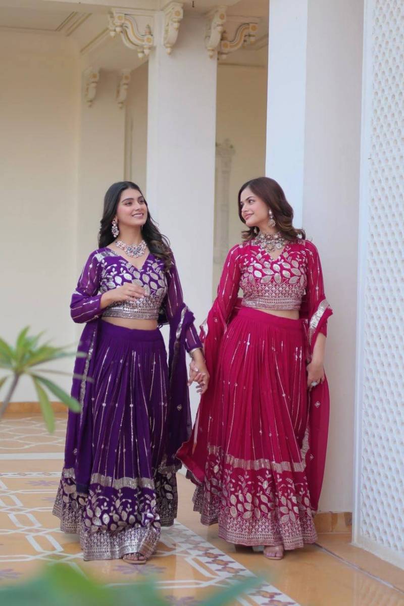 Sn 2338 Designer Embroidered Georgette Lehenga Choli