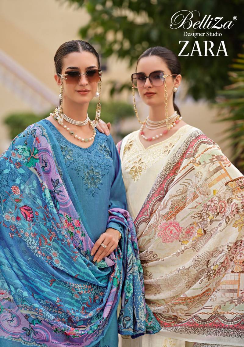 Belliza Zara Roman Silk Embroidered Dress Material Collection