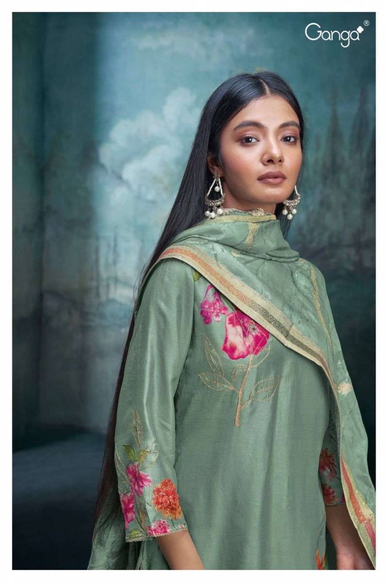 Ganga Zoey Bemberg Russian Silk Embroidered Salwar Kameez