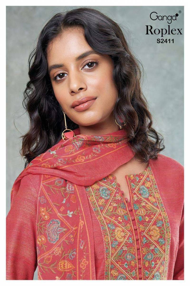 Ganga Roplex Woven Solid Embroidered Salwar Kameez