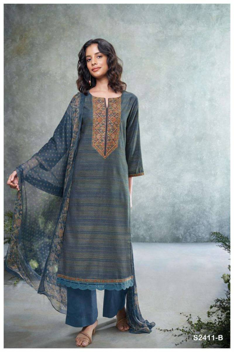 Ganga Roplex Woven Solid Embroidered Salwar Kameez
